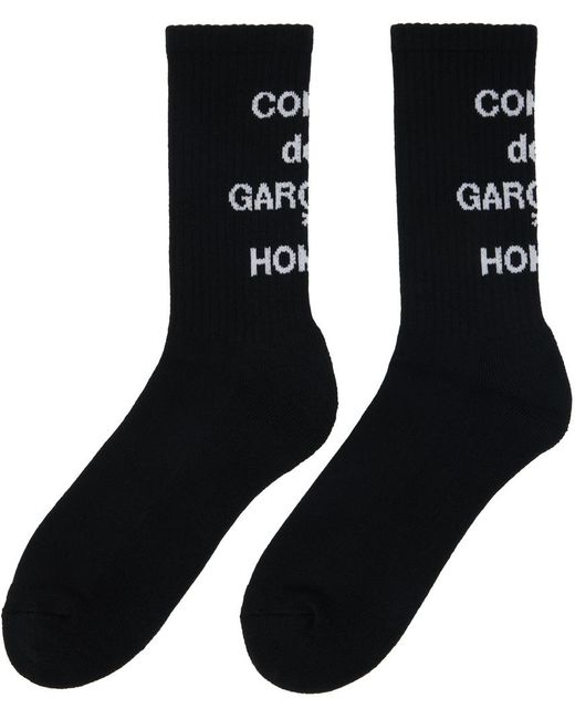Comme des Garçons Black Cotton Pile Logo Socks for men