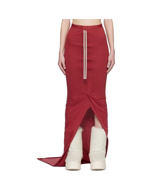 Rick Owens Red Moncler + Adjustable Maxi Skirt