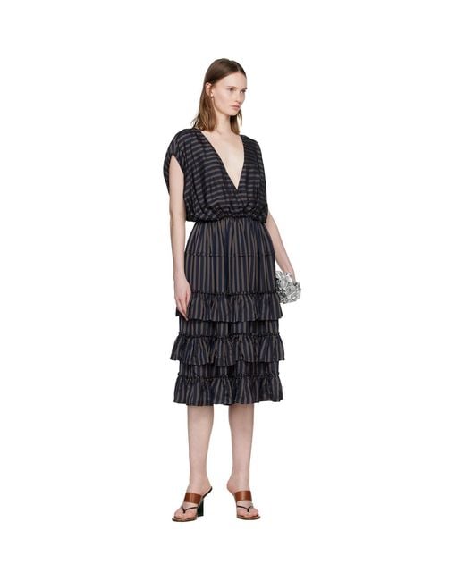 Dries Van Noten Black Ruffled Midi Dress
