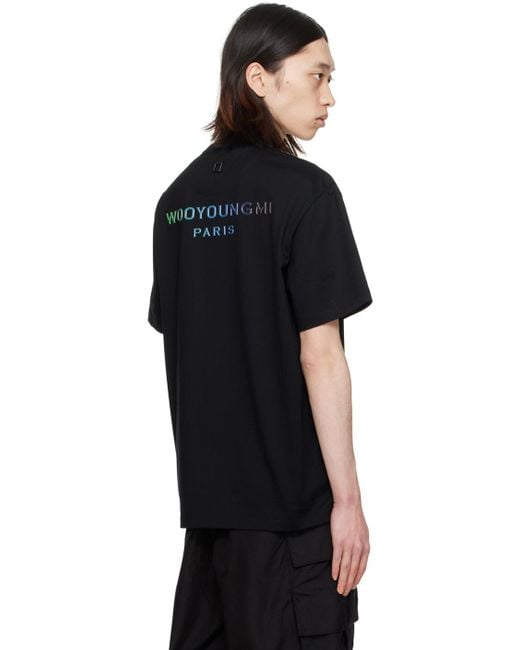メンズ Wooyoungmi エンボスロゴ Tシャツ Black