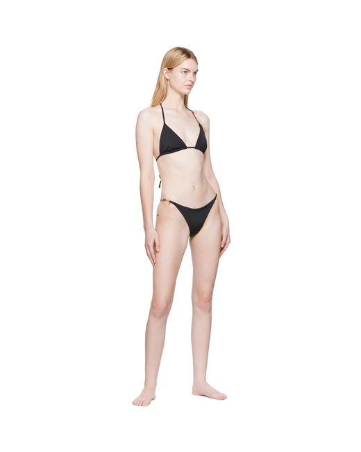 Versace Black Greca Chain Bikini Bottoms