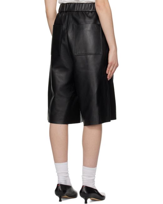 AMI Black Bermuda Leather Shorts