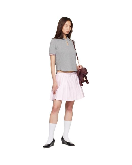 Thom Browne Gray Pique Keyhole Polo