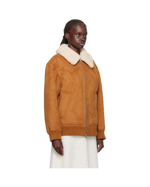 Stand Studio Orange Tan Lillee Faux-shearling Jacket