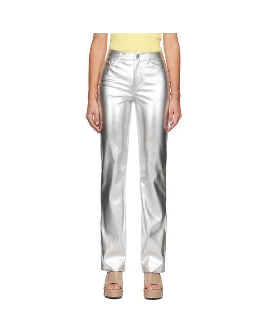 Staud Multicolor Silver Chisel Faux-leather Trousers