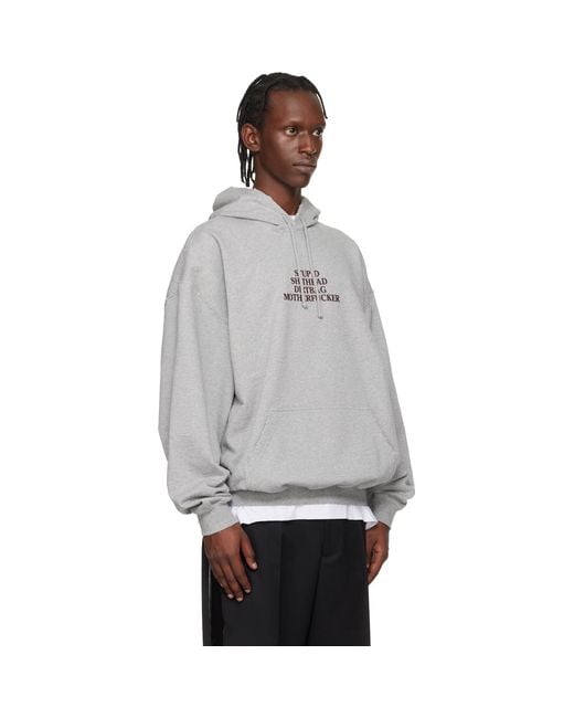 Vetements Gray 'Mf' Hoodie for men