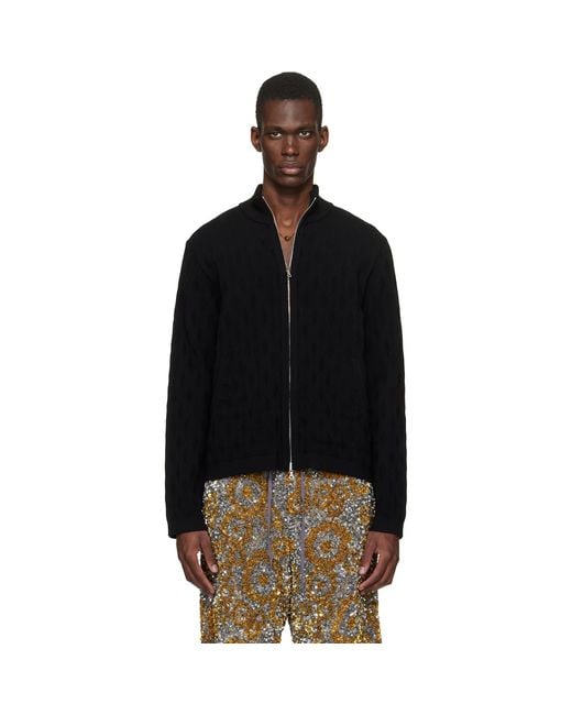 Dries Van Noten Black Zip Sweater for men