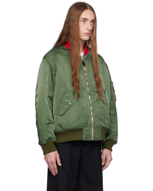 Undercover Green Fragment Design Edition Reversible Bomber Jacket for men