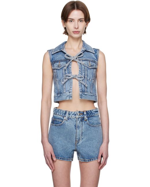 Alexander Wang ブルー Clear Bead Hotfix デニムベスト Blue