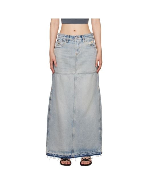 Re/done Black Blue Split Maxi Skirt