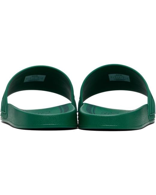Casablanca Green Embossed-Logo Pool Slides for men