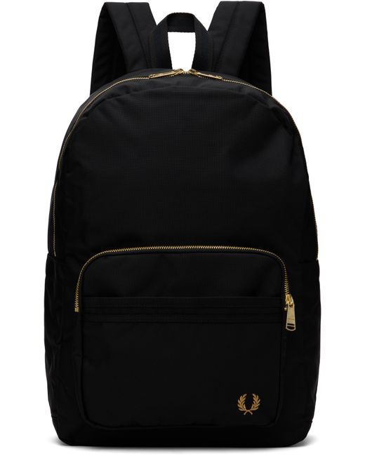 Fred Perry Black Textured Nylon Backpack for men