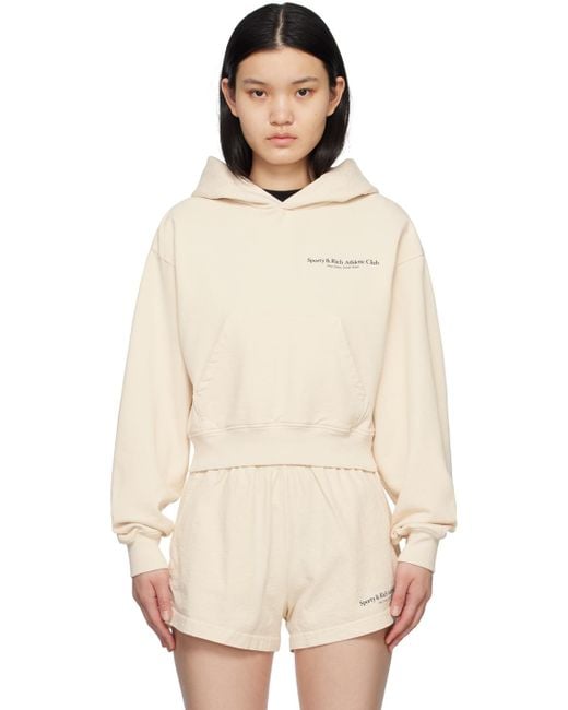 Sporty & Rich Natural Off-white Printed Hoodie