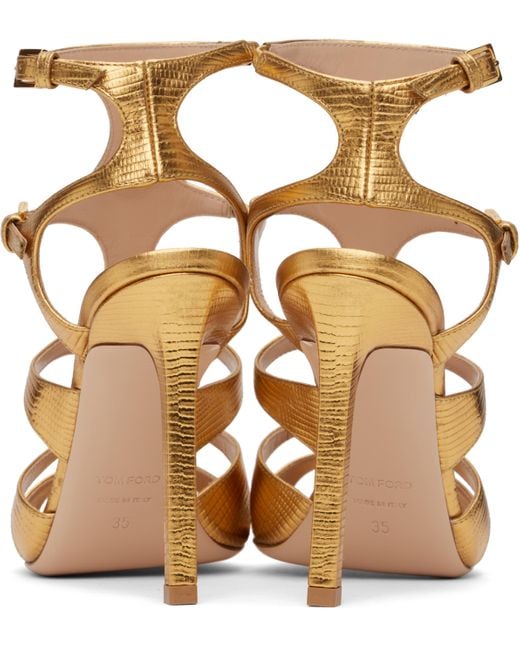 Tom Ford Metallic Lizard Paradis Heeled Sandals