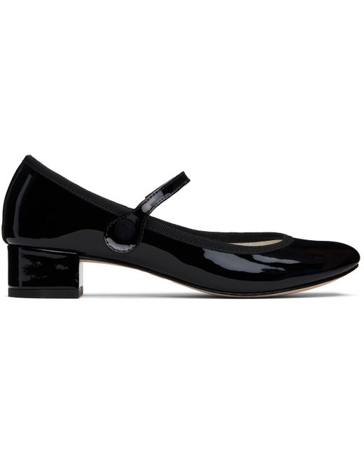 Repetto Black Rose Mary Jane Heels