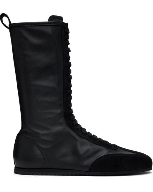 Ann Demeulemeester Black Juno High-Top Boxing Sneakers for men