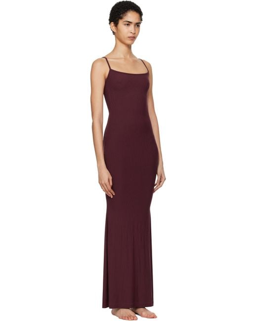 Skims Burgundy Soft Lounge Long Slip Maxi Dress in Black | Lyst