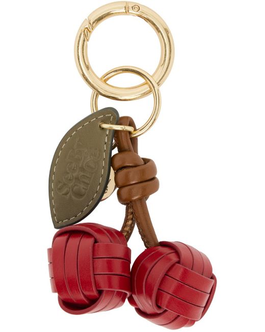 See By Chloé Red & Brown Cherry Woven Keychain