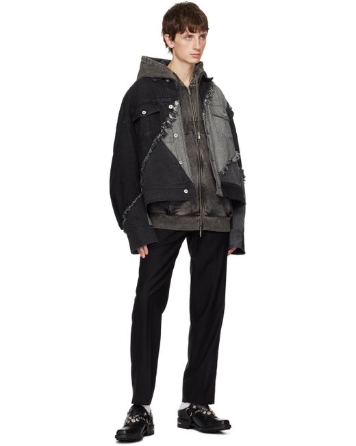 Feng Chen Wang Washed Zip Up Hoodie in Black for Men | Lyst UK