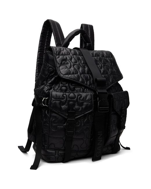 Ganni Black Quilted Re-Tech Backpack