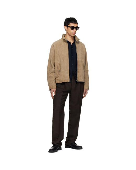 HUGO Black Tan Goatskin Suede Jacket for men