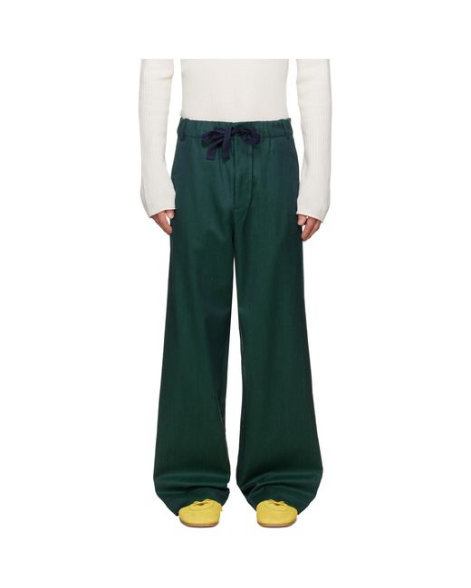 Sanderlak Green Tailored Drawstring Trousers for men