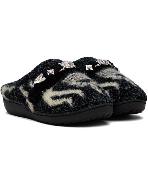 Toga Virilis Black Subu Edition Knit Slipper Loafers for men
