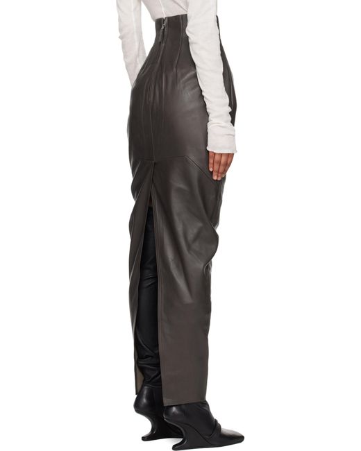 Rick Owens グレー Concordians Dirt Pillar レザー マキシスカート Black