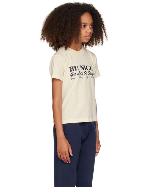 Sporty & Rich キッズ｜オフホワイト Be Nice Tシャツ Blue