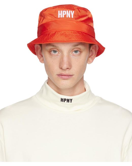 Heron Preston White Orange 'hpny' Bucket Hat for men