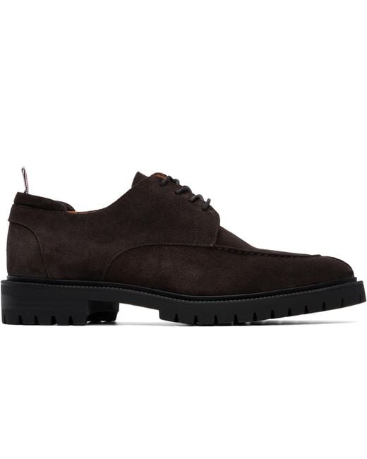 Thom Browne Black Calf Suede Commando Sole Derbys for men