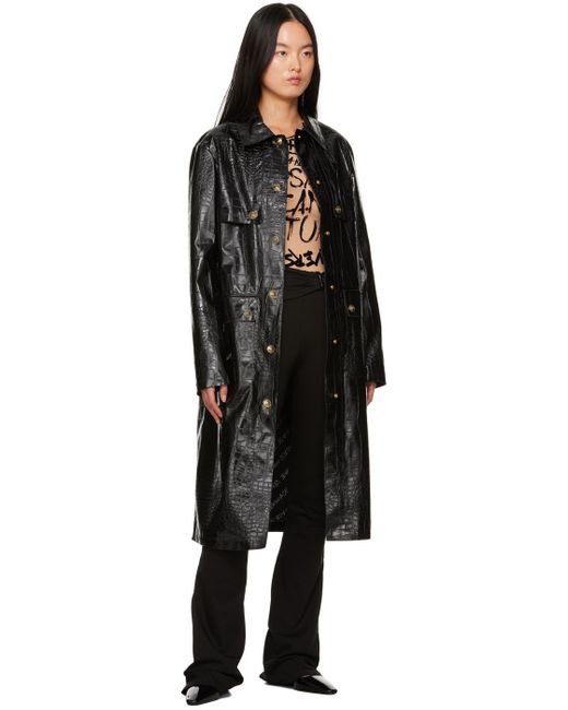 Versace Black Croc Faux-leather Jacket