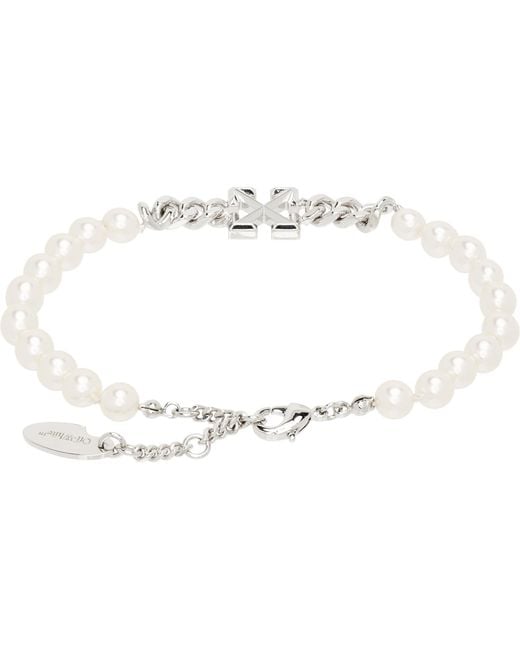 Off-White c/o Virgil Abloh Black Arrow Faux-Pearl Full Bracelet for men