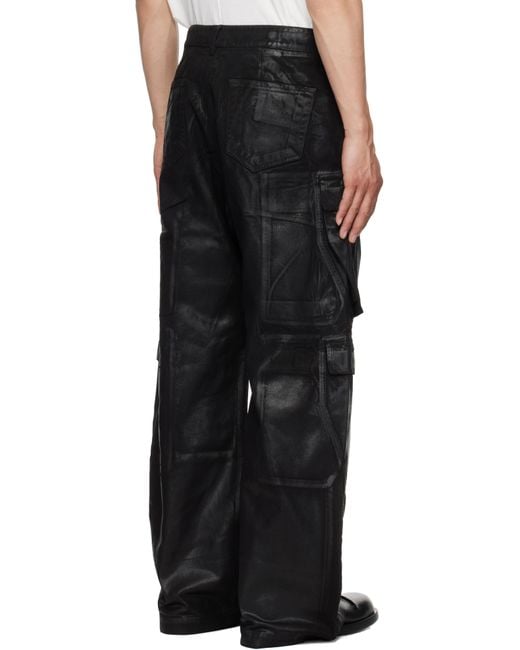 Rick Owens Black Hollywood Double Cargo Jeans for men