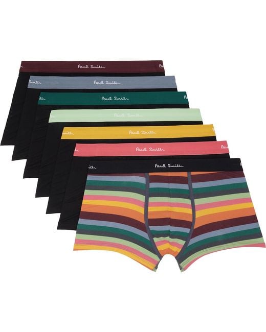 Paul Smith Blue Seven-Pack Organic 'Artist Stripe' Boxer Briefs for men