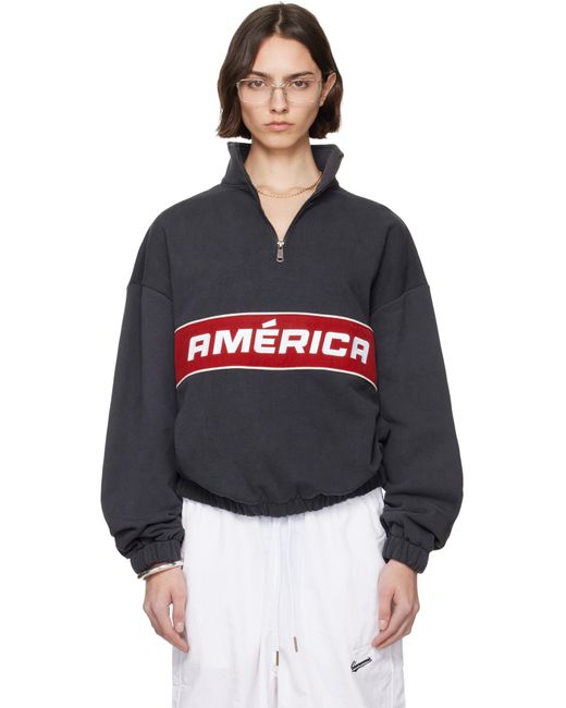 Willy Chavarria ブラック 'América' Quarter Zip スウェットシャツ Black