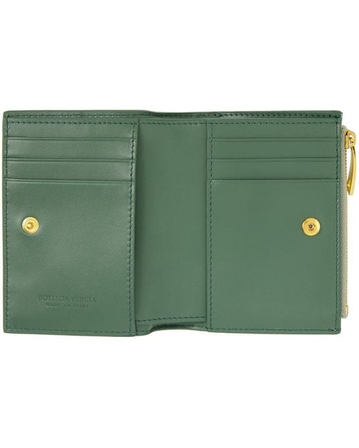 Bottega Veneta Green Small Cassette Bi-fold Zip Wallet