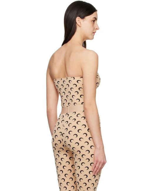 MARINE SERRE Natural Moon Printed Jersey Second Skin Tube Top