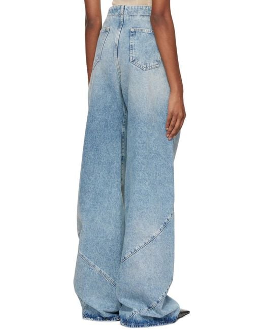 The Attico Paneled Jeans in Blue | Lyst