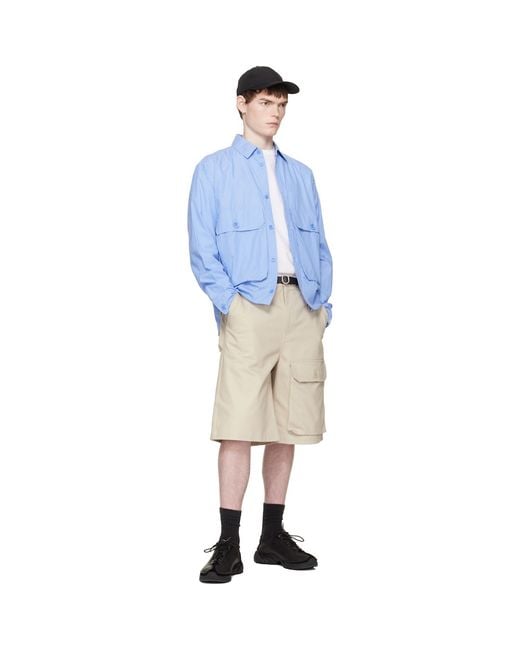 Reese Cooper Natural Cotton Herringbone Patch Pocket Shorts for men