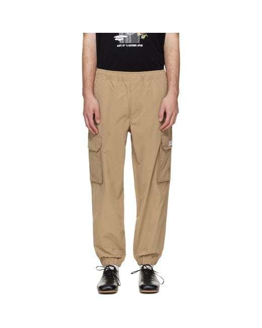 Aape By A Bathing Ape Black 'Aapenow' Moonface Logo Jogger Cargo Pants for men