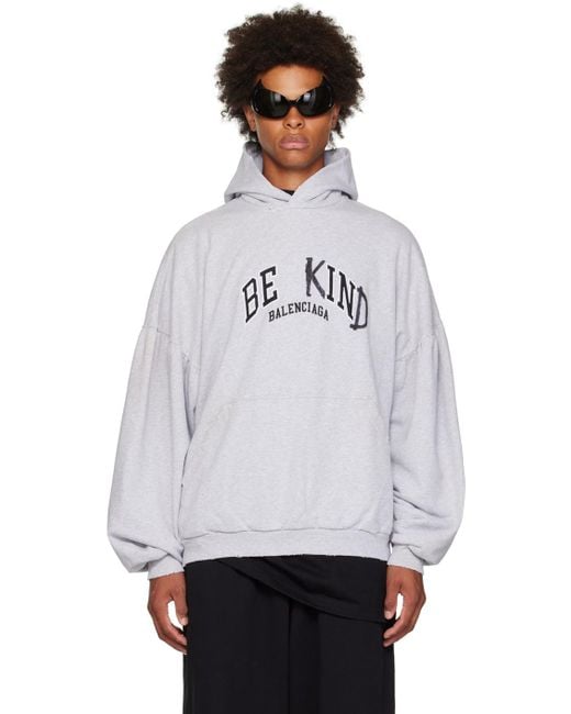Balenciaga Gray 'be Kind' Hoodie in White for Men | Lyst UK
