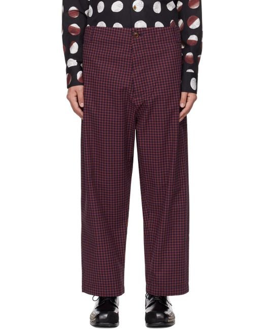Vivienne Westwood Purple Red & Navy Alien Trousers for men