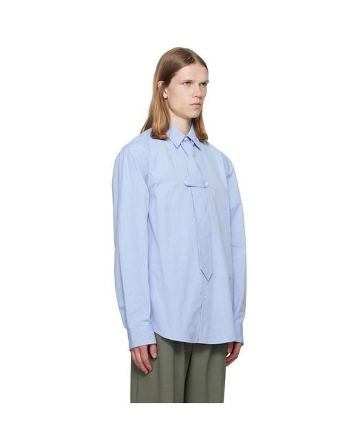 Dries Van Noten Blue Classic Cotton Tie Shirt for men
