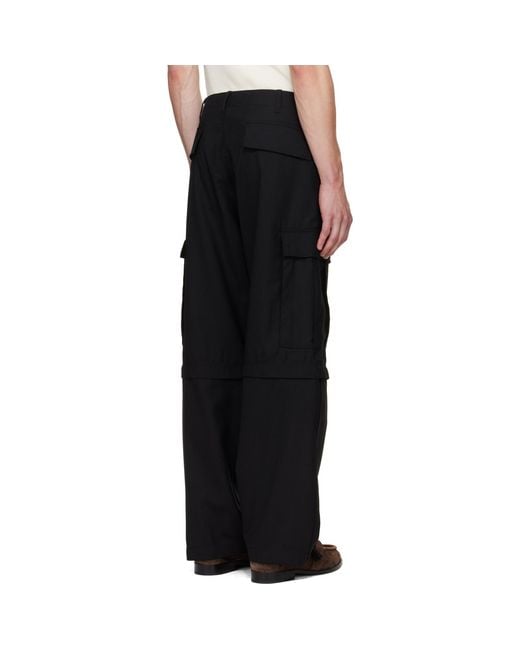 vowels Black Solid Cargo Pants for men