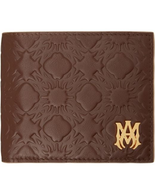 Amiri Brown 'Ma' Quad Leather Bifold Wallet for men