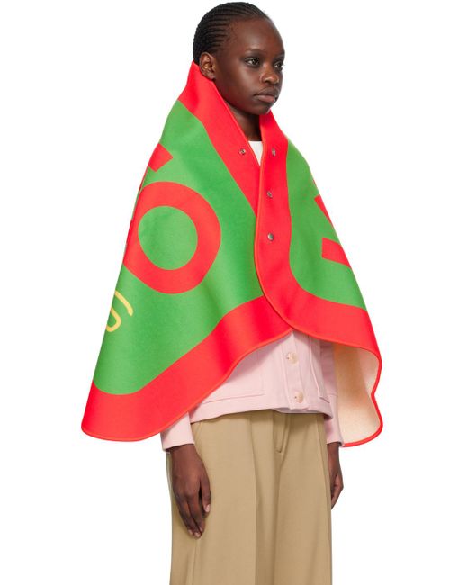 KENZO Red Green Paris Blanket Scarf