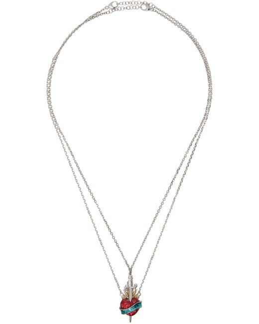 Jean Paul Gaultier Metallic Separable Heartsword Necklace for men