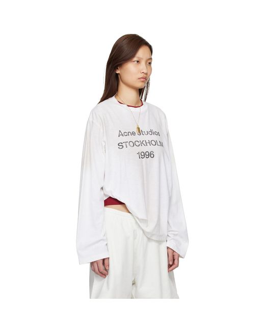 Acne White Relaxed Fit Logo T-Shirt