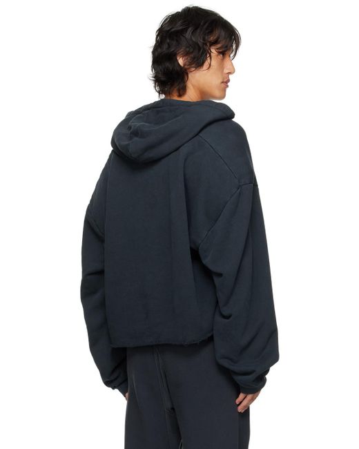 メンズ GREG ROSS Ssense限定 ブラック Vネック フーディ Blue